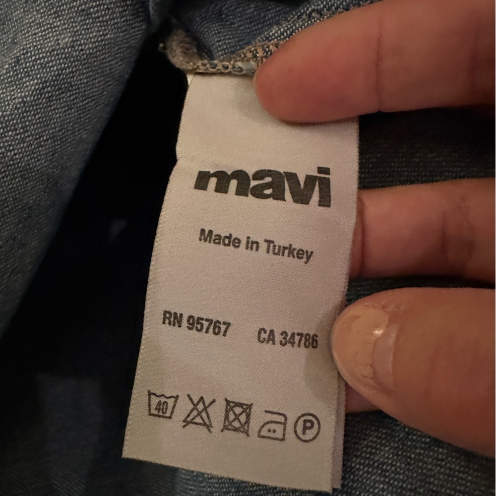 NWT Mavi Jeans Denim Western Ruffle Button Down Shirt Size Small - Picture 5 of 8
